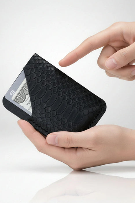 Snake Print Genuine Leather Wallet Everyday Carry Handmade for Men Gift