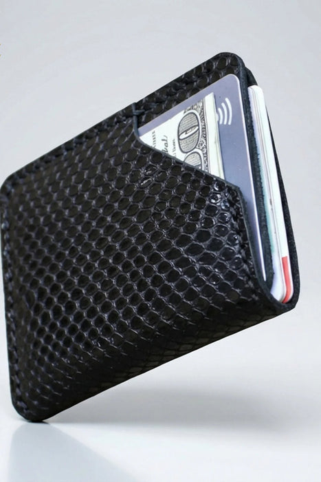 Snake Print Genuine Leather Wallet Everyday Carry Handmade for Men Gift