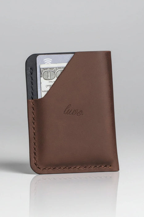 Black Slim Genuine Leather Card Holder Handmade for Men Gift