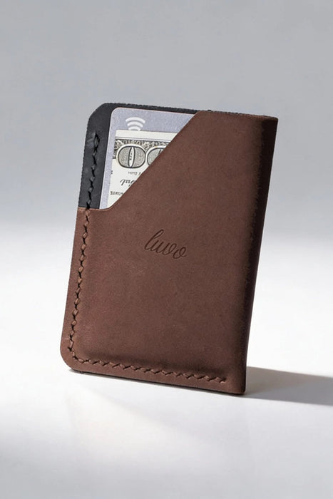 Black Slim Genuine Leather Card Holder Handmade for Men Gift
