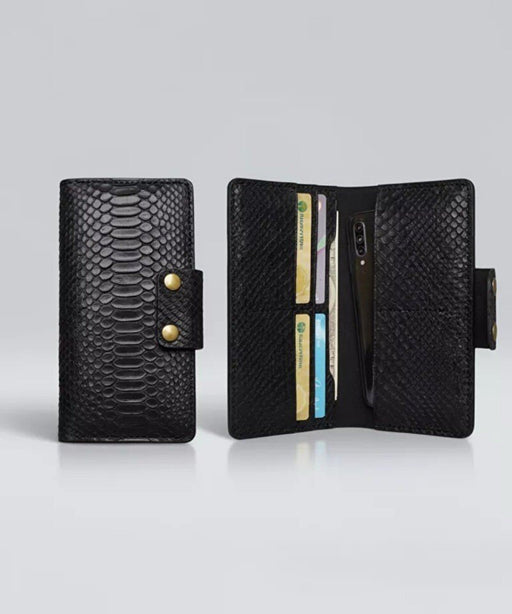 Snake Print Genuine Leather Wallet Minimalist Handmade for Men Gift