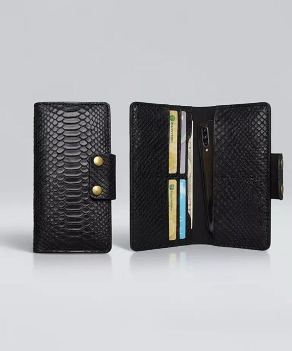 Snake Print Genuine Leather Wallet Minimalist Handmade for Men Gift