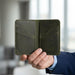 Dark Green Slim Genuine Leather Wallet Handmade for Men Gift