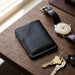 Black Slim Genuine Leather Card Holder Italian Stitch Handmade for Men Gift