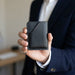 Black Slim Genuine Leather Card Holder Italian Stitch Handmade for Men Gift