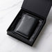 Black Slim Genuine Leather Card Holder Italian Stitch Handmade for Men Gift