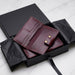 Purple Genuine Leather 4 Card Slots Wallet Phone Pocket Handmade for Men Gift