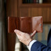 Genuine Leather Card Wallet 6 Card Slots Italian Stitch Handmade for Men Gift - Cognac