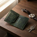 Dark Green Slim Genuine Leather 4 Card Slots Wallet Handmade for Men Gift
