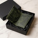 Dark Green Slim Genuine Leather 4 Card Slots Wallet Handmade for Men Gift