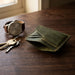Slim Genuine Leather Card Holder Quick Access Pocket Handmade for Men Gift - Dark Green