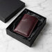 Purple Slim Genuine Leather Card Holder Saddle Stitch Handmade for Men Gift
