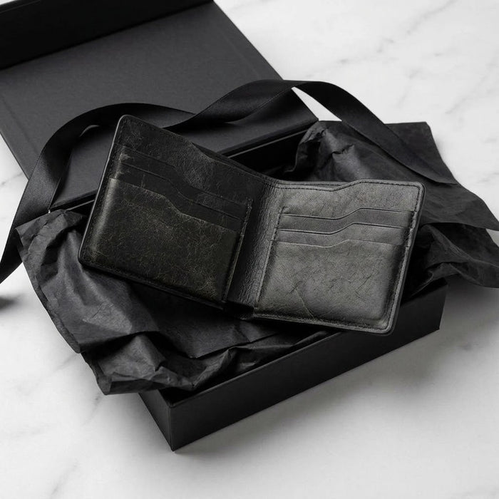 Black Genuine Leather 8 Card Slots Wallet Handmade for Men Gift Premium