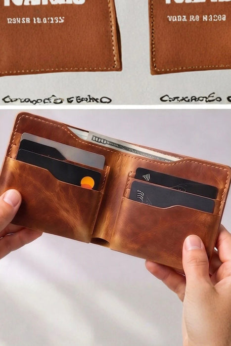 Black Genuine Leather 8 Card Slots Wallet Handmade for Men Gift Premium