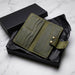 Dark Green Genuine Leather 4 Card Slots Wallet Saddle Stitch Phone Pocket