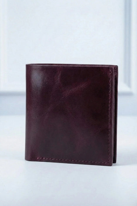 Purple Slim Genuine Leather 6 Card Slots Wallet Handmade for Men Gift