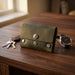 Green Slim Suede Lined Genuine Leather Card Holder Handmade for Men Gift