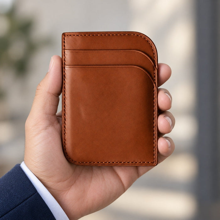 Tan Genuine Leather Wallet Italian Stitch Handmade for Men Gift