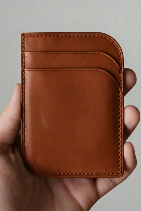 Tan Genuine Leather Wallet Italian Stitch Handmade for Men Gift