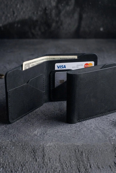 Dark Green Vertical Genuine Leather 8 Card Slots Wallet Italian Stitch Handmade