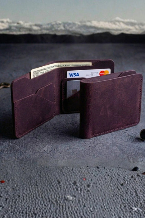 Dark Green Vertical Genuine Leather 8 Card Slots Wallet Italian Stitch Handmade