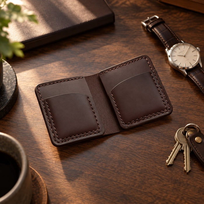 Brown Genuine Leather Card Holder Handmade for Men Gift