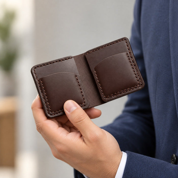 Brown Genuine Leather Card Holder Handmade for Men Gift