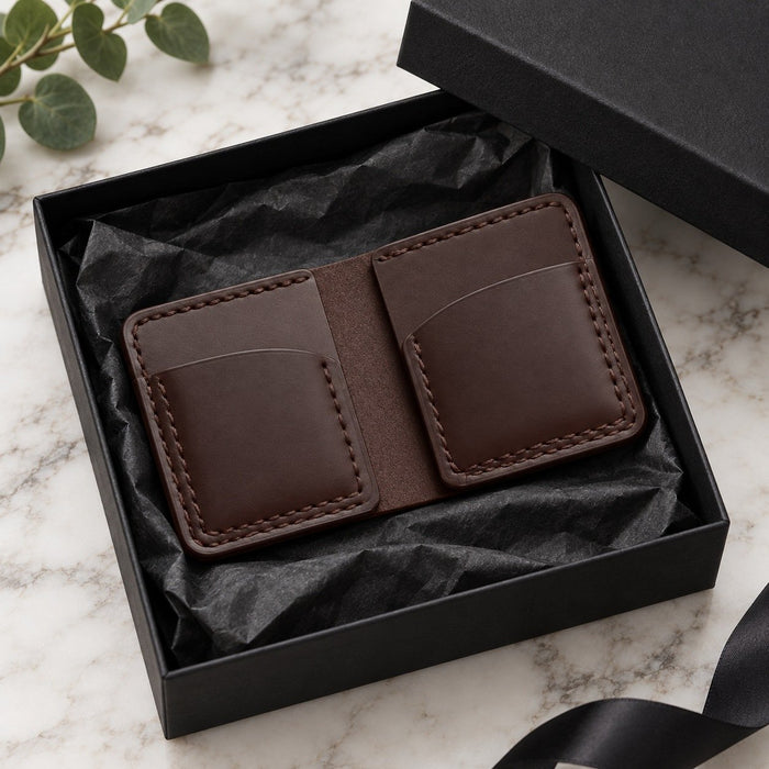 Brown Genuine Leather Card Holder Handmade for Men Gift