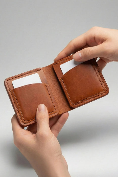 Brown Genuine Leather Card Holder Handmade for Men Gift