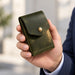 Green Trifold Slim Genuine Leather 9 Card Slots Wallet Handmade for Men Gift