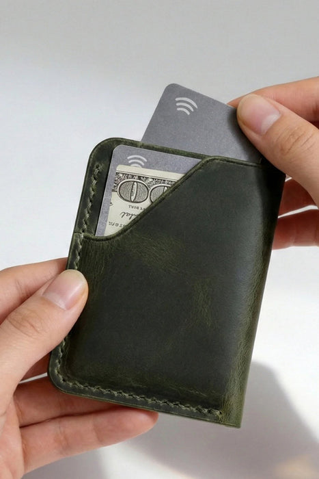 Black Slim Genuine Leather Card Holder Handmade for Men Gift Premium