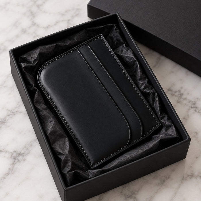 Black Genuine Leather Wallet Full Grain Handmade for Men Gift