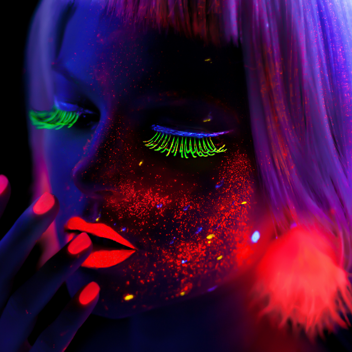 Maquillaje con pigmentos de neón UV - Azul fluorescente