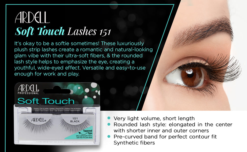 Ardell Professional Soft Touch Lashes W/Tapered Tips Blk 151