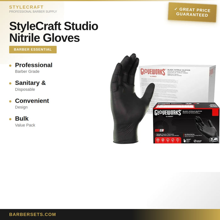 StyleCraft Studio Nitrile Gloves Black (Large)