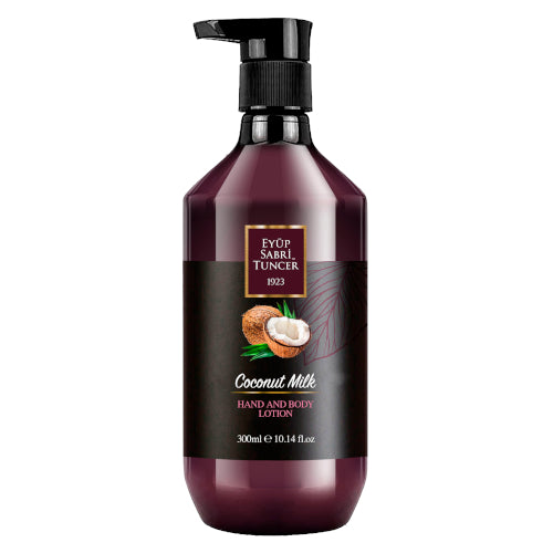 EYUP SABRI TUNCER  HAND AND BODY LOTION NATURAL  COCONUT MILK  HAND AND BODY  LOTION 300 ML NATURAL  COCONUT MILK  HAND AND BODY  LOTION 300 ML