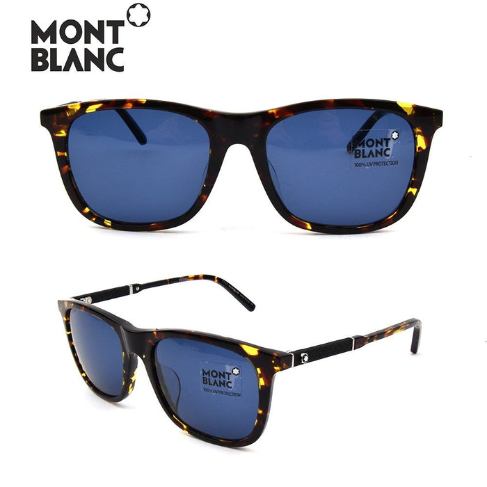 Mont Blanc MB606S 55V - Coloured Havana-Blue by Mont Blanc for Men - 54-18-145 mm Sunglasses