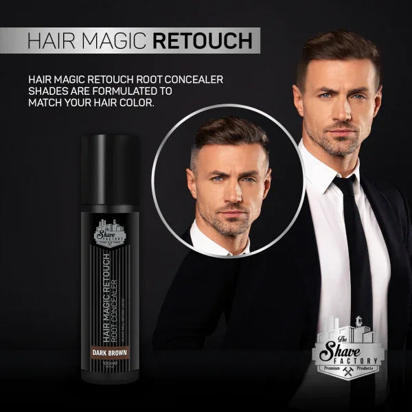 The Shave Factory Hair Magic Retouch Spray - Dark Brown - 3.38 oz