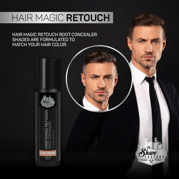 The Shave Factory Hair Magic Retouch Spray - Light Brown - 3.38 oz