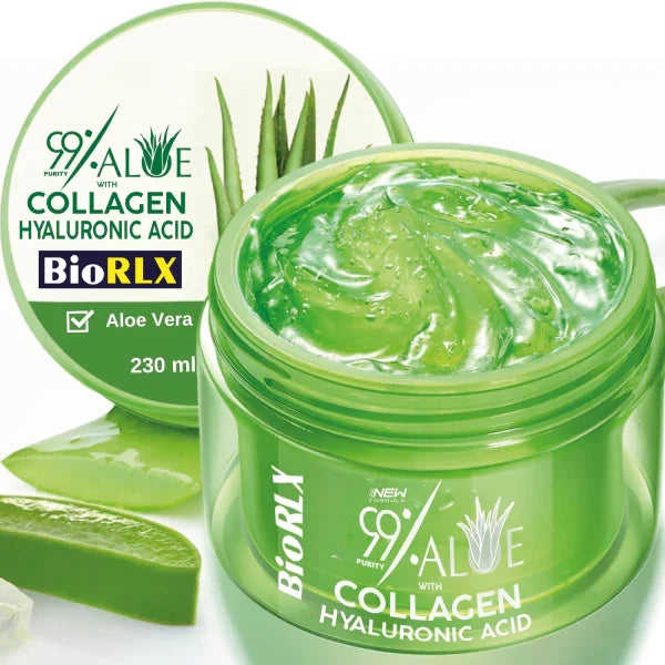 BioRLX 99% Aloe Vera Gel Collagen Hyaluronic Acid 230ml 8.45 fl oz JAR