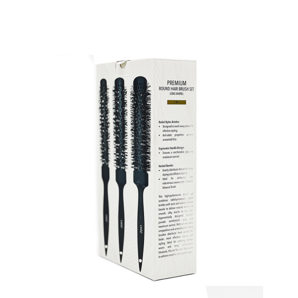 Cree Premium Round Hair Brush Set Long Barrel 3-in-1