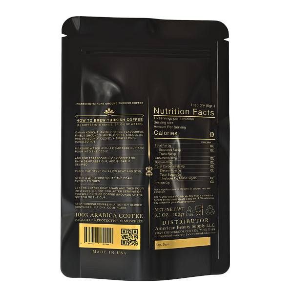 Canan Koska Turkish Coffee – Traditional Medium Roast, Authentic Ottoman Recipe, Finely Ground Arabica 100gr. (3.5oz)