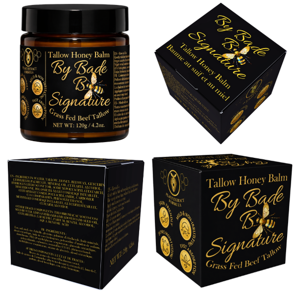 By Bade Signature By Bade  Signature Tallow Honey Balm 4.2 oz (120g) – Grass-Fed Beef Tallow Skin Moisturizer with Raw Honey & Beeswax – Deep Hydration Natural Face & Body Balm – Fast Absorbing Skin B
