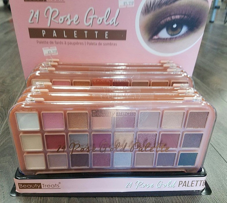 BEAUTY TREATS 24 vitrines à palette en or rose, ensemble de 12 pièces