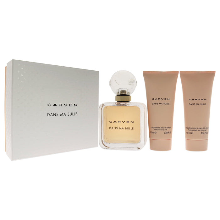 Dans Ma Bulle de Carven pour femme - Coffret 3 pièces Spray EDP 3,3 oz, Lait corporel 3,3 oz, Gel douche 3,3 oz