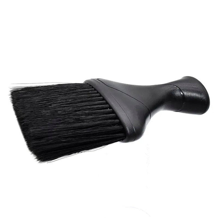 Plumeau pour le cou, manche en plastique, fibre de Nylon noir, brosse à poussière douce pour coupe de cheveux