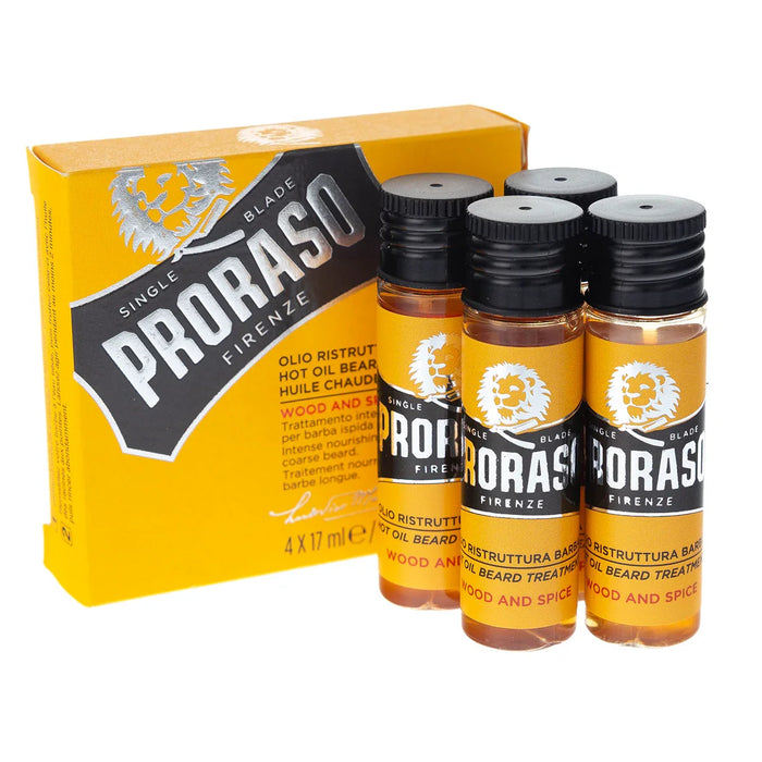 Proraso Hot Oil Beard Treatment, Wood & Spice 4x0.6 oz