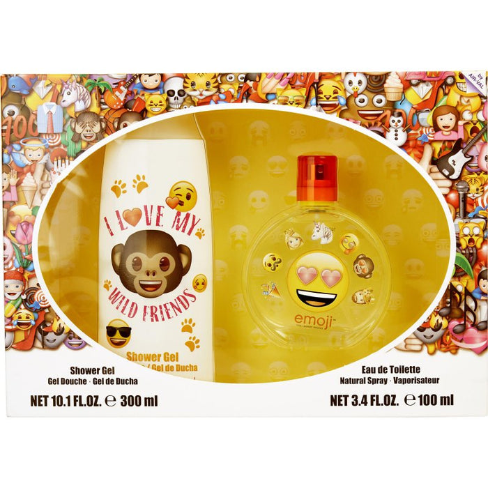 I Love My Wild Friends by Emoji for Kids - 2 Pc Gift Set 3.4oz EDT Spray, 10.1oz Shower Gel