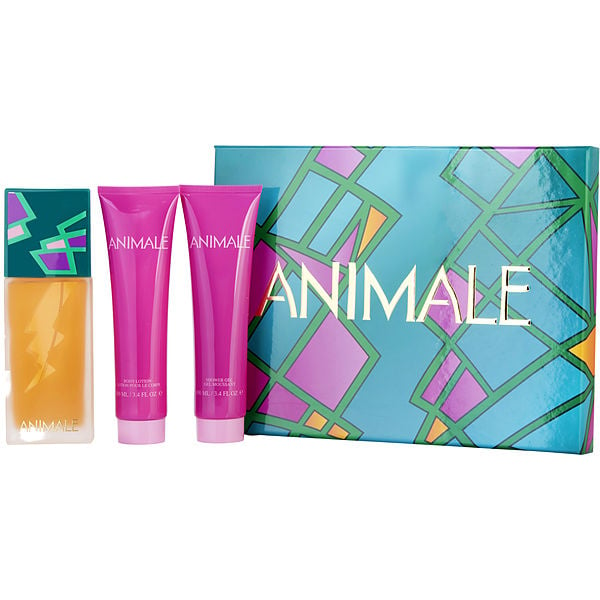 Animale by Animale pour femme - Coffret 3 pièces Spray EDP 3,4 oz, Lotion pour le corps 3,4 oz, Gel douche 3,4 oz