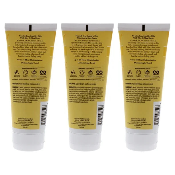 Loción corporal de aloe y manteca de karité de Burts Bees para unisex - Loción corporal de 6 oz - Paquete de 3